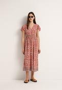 Shirt Style Midi Dress - Red