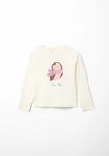 Owl Print Long Sleeve T-Shirt - Cream