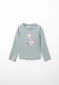Kitten Print Long Sleeve T-Shirt - Blue