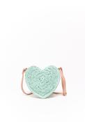 Heart-Shaped Raffia Bag - Green Aquamarine