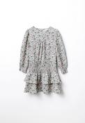 Ruffle Hem Print Dress - Beige