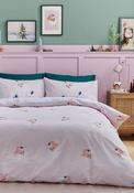 Vintage Christmas Santa Reversible Duvet Cover Set - Pink