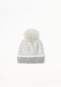 Two-Tone Ribbed-Trim Bobble Hat - Grey