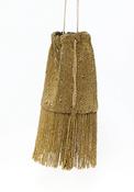 Beaded Fringe Trim Bucket Bag - Gold