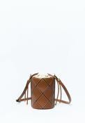 Bucket Bag With Diamond Cuts - Brown