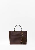 Rigid Handle Nylon Bag - Brown