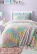 Rainbow Cuddly Deep Pile Faux Fur Duvet Cover Set - Multi