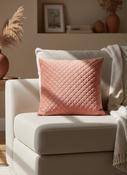 Feather Filled Quilted Velvet Pinsonic Cushion - T'cotta