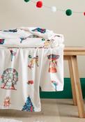 Christmas Fairground Cosy Fleece Blanket Throw - Green