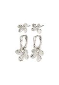 Ajani Silver Plated 2 In 1 Earring Set - Silver