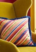 Darling Diagonal Stripe Reversible Feather Filled Cushion - Multi