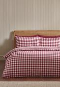 100% Brushed Cotton Autumnal Check Reversible Duvet Cover Set - Red