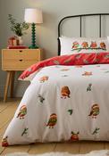 Christmas Robins Reversible Duvet Cover Set - Red