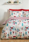 Christmas Mouse Town Reversible Duvet Cover Set - Beige