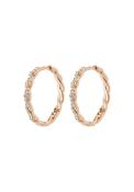Ezo Rose Gold Plated Twisted Crystal Hoops - Rose Gold