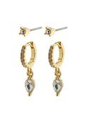 Elza Gold Plated 2 In 1 Crystal Earring Set - Gold