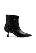 Studded Heeled Ankle Boot - Black