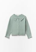 Knit Cardigan with Frill Neck - Duck Egg Green