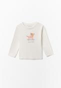 Long Sleeve Dog Print T-shirt - White