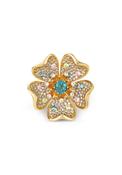 Plated Floral Cubic Zirconia Brooch - Gold image