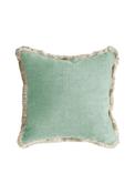Textured Ribbed Cushion With Fringed Edge - Green