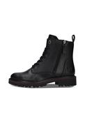 Lace Up Side Zip Mid Boots - Black
