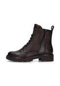 Lace Up Side Zip Mid Boots - Dark Brown