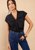 Camille Gathered Detail Shirt Top - Black image