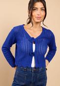 Alina Crochet Rosette Detail Cardigan - Blue