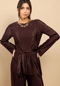 Ivette Plisse Longline Top - Brown image