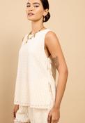 Dorothea Lace Bow Detail Top - Cream image