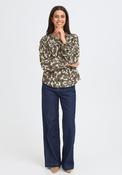 Abstract Long Sleeve Blouse - Boho Bloom Smokey Olive image