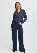 Long Sleeve Patterened Blouse - Graphic Heart Navy image
