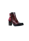 High Block Heel Diamonte Trim - Wine