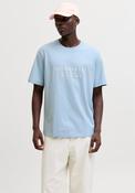 Short Sleeve Branded Cotton T-Shirt - Blue
