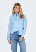 Willow Loose Long Sleeve Bow Shirt - Blue image
