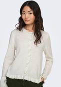 Letty Long Sleeve On Frill Cardigan - Cloud Dancer Melange