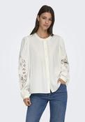Lace Sleeve Button Up Blouse - White