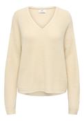 Evie Long Sleeve V-Neck Pullover - Beige