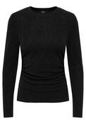 Shimmer Ruched Long Sleeve Blouse - Black Silver Glitter