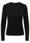 Shimmer Ruched Long Sleeve Blouse - Black Glitter