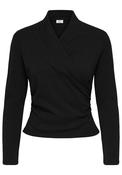 Daze Long Sleeve Wrap Top - Black