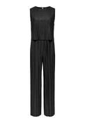 Lacy Sleeveless Plisse Jumpsuit - Black Glitter