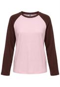 Jeanett Long Sleeve Raglan Contrast Top - Chalk Pink Coffee Bean