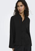 Mandarin Collar Cotton Shirt - Black
