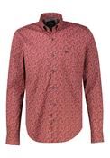 Classic Long Sleeve Patterned Cotton Shirt - Maroon Red