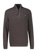 1/4 Zip Neck Cotton Knitwear - Timber Brown