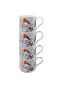 Christmas Robins Stackmugs Set Of 4 - Multi
