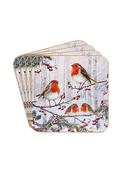 Christmas Robins Coasters Set Of 4 - Multi