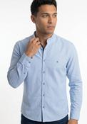 Tiber Long Sleeve Oxford Grandad Shirt - Artic Blue